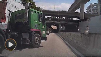 Trailer changes lane recklessly, crushes car
