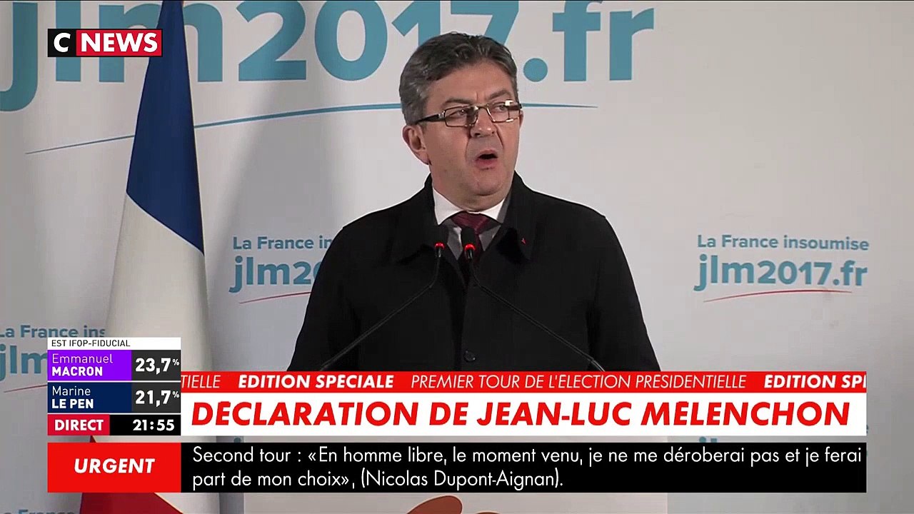 Jean-Luc Mélenchon : Quand les résultats seront officiels, nous les respecterons" #Présidentielle2017