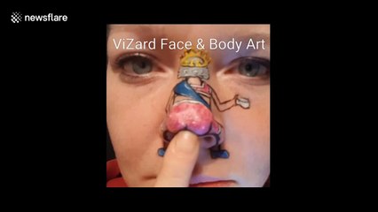 The Queen twerks on nose painting