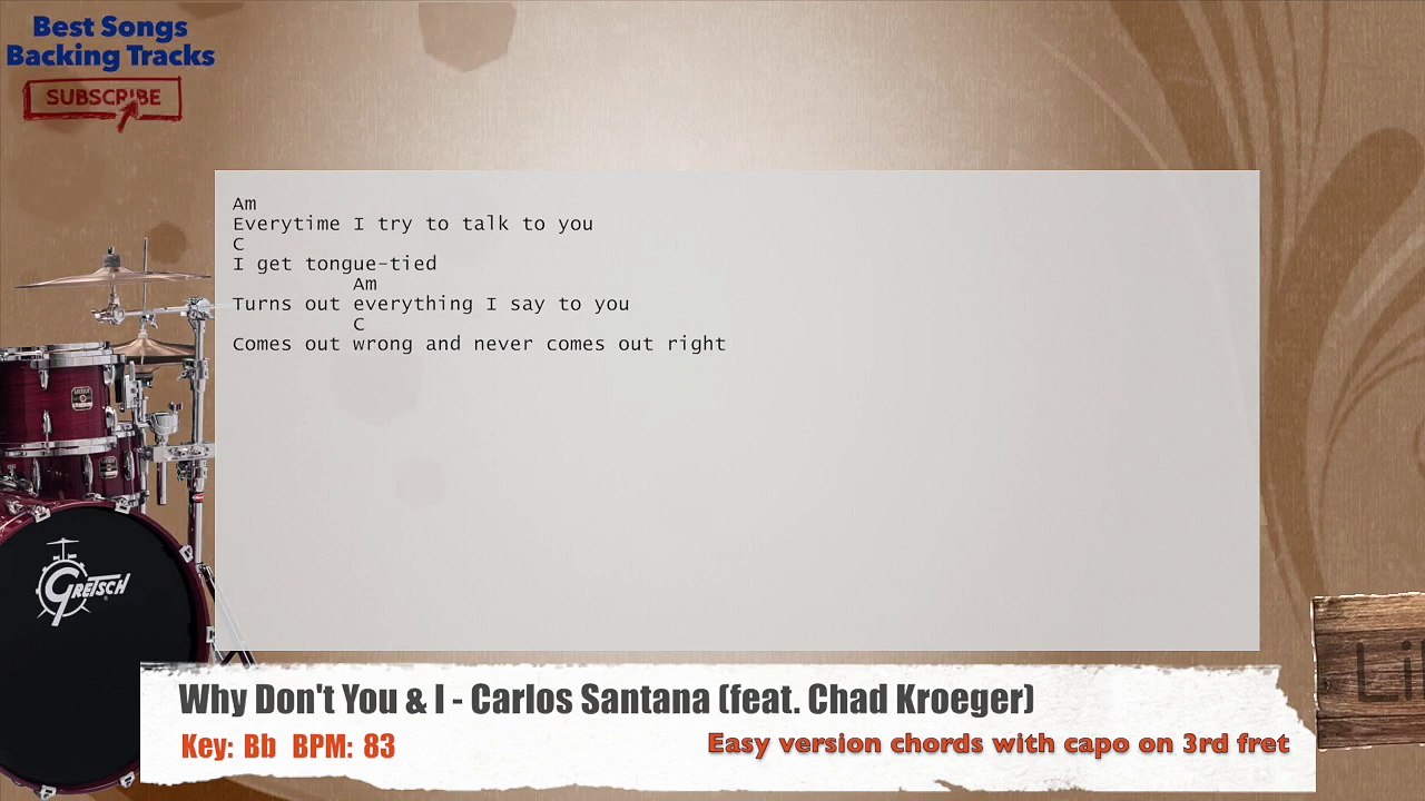 Why Don't You & I - Carlos Santana (feat. Chad Kroeger) Drums Backing Track