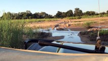 Crossing Sand River in Land Rover Defender