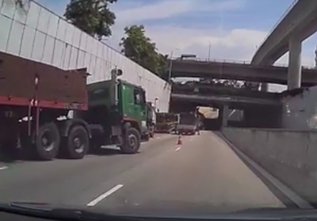 Dashcam Shows Moment Truck Veers and Crushes Car in Singapore