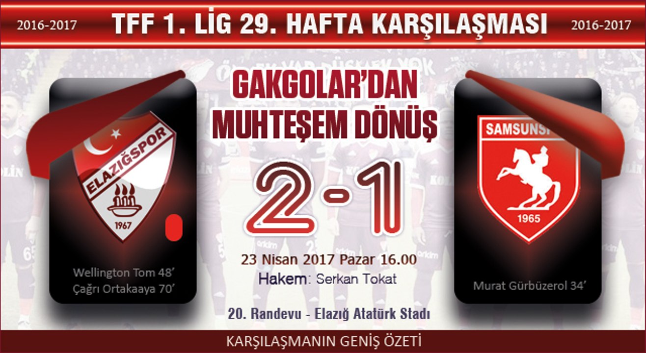 Elazığspor 2-1 Samsunspor Özet