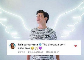Larissa Manoela comenta foto de Thomaz Costa 'Tô chocada com esse anjo'.
