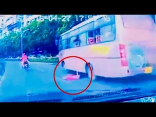 Chinese infant falls from bus window, watch horrifying video | Oneindia News
