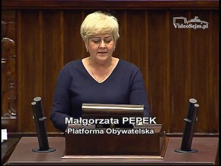 Poseł Małgorzata Pępek - Wystąpienie z dnia 20 kwietnia 2017 roku.