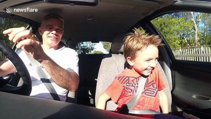Dad pranks son with fake car horn buttons