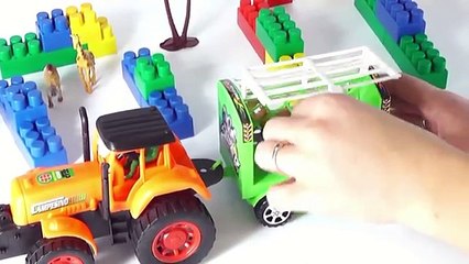 Tractor for children. Learn wild animals in English! Cartoons for babies 1 year