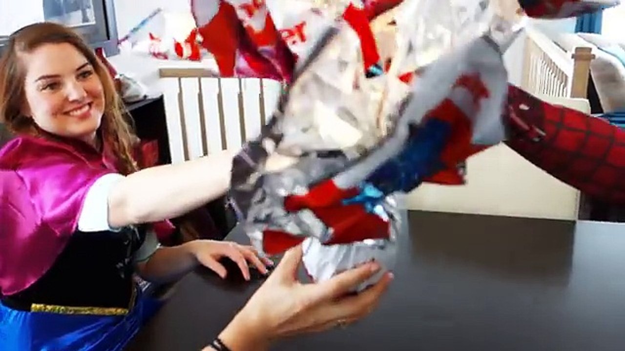 Spiderman vs T-Rex With Frozen Elsa & Anna! Real Life Fun Superhero Movie