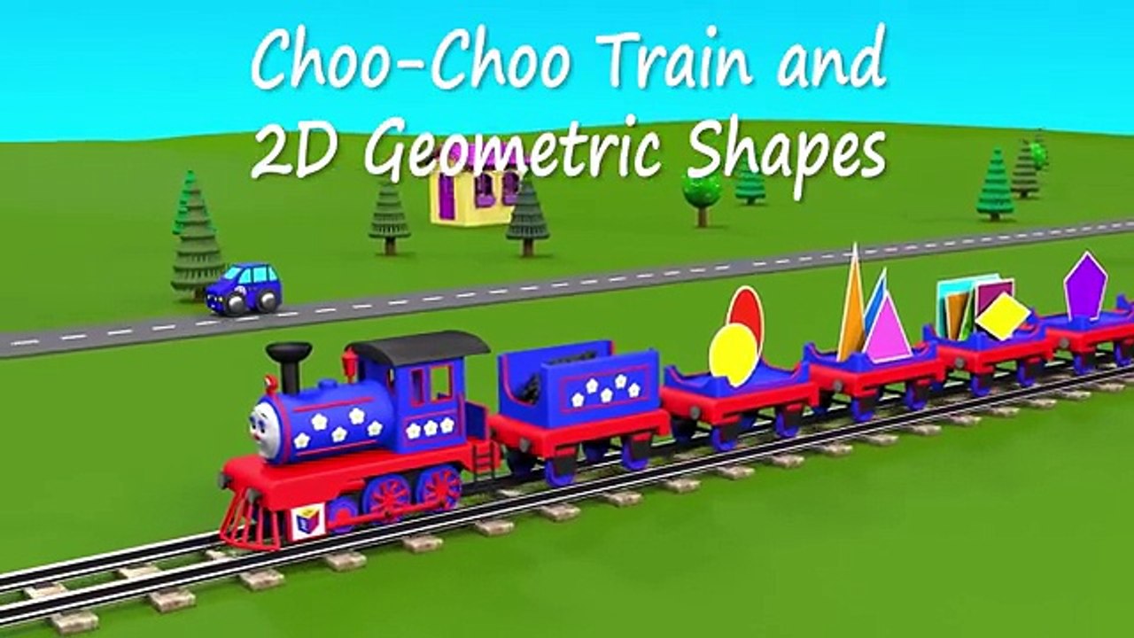 Shapes for kids kindergarten children grade 1. Learn about 2D Shapes with Choo-Choo Train - part 2