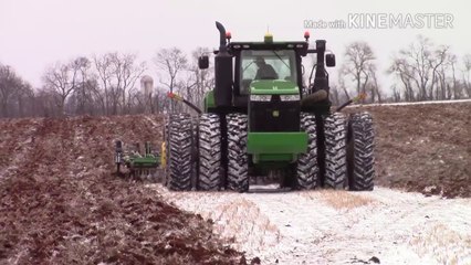 Awesome Big Tractor Power At Work: 2017 Chisel Plowing in the Snow