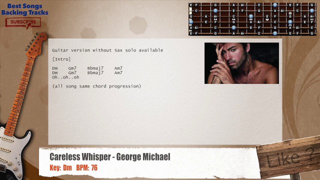 Careless Whisper - George Michael Guitar (WITHOU SAX) Backing Track