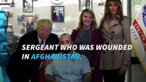 Trump awards Purple Heart to wounded soldier