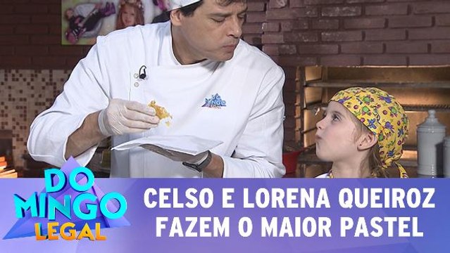Celso Portiolli e Lorena Queiroz fazem o maior pastel da história