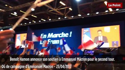 Réaction des militants d'En Marche quand Benoît Hamon annonce son soutien à Emmanuel Macron