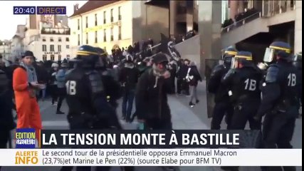 A Bastille, des centaines de jeunes tentent d’organiser une "nuit des barricades" après les résultats du 1er tour