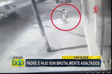 Padre e hijo son brutalmente asaltados en Los Olivos