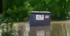 Dumpster Floats Away in Wisconsin Floodwater