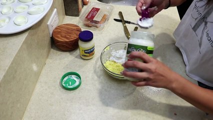 CRUNCHY CHEESY DEVILED EGGS | How to Cook with Megan B.