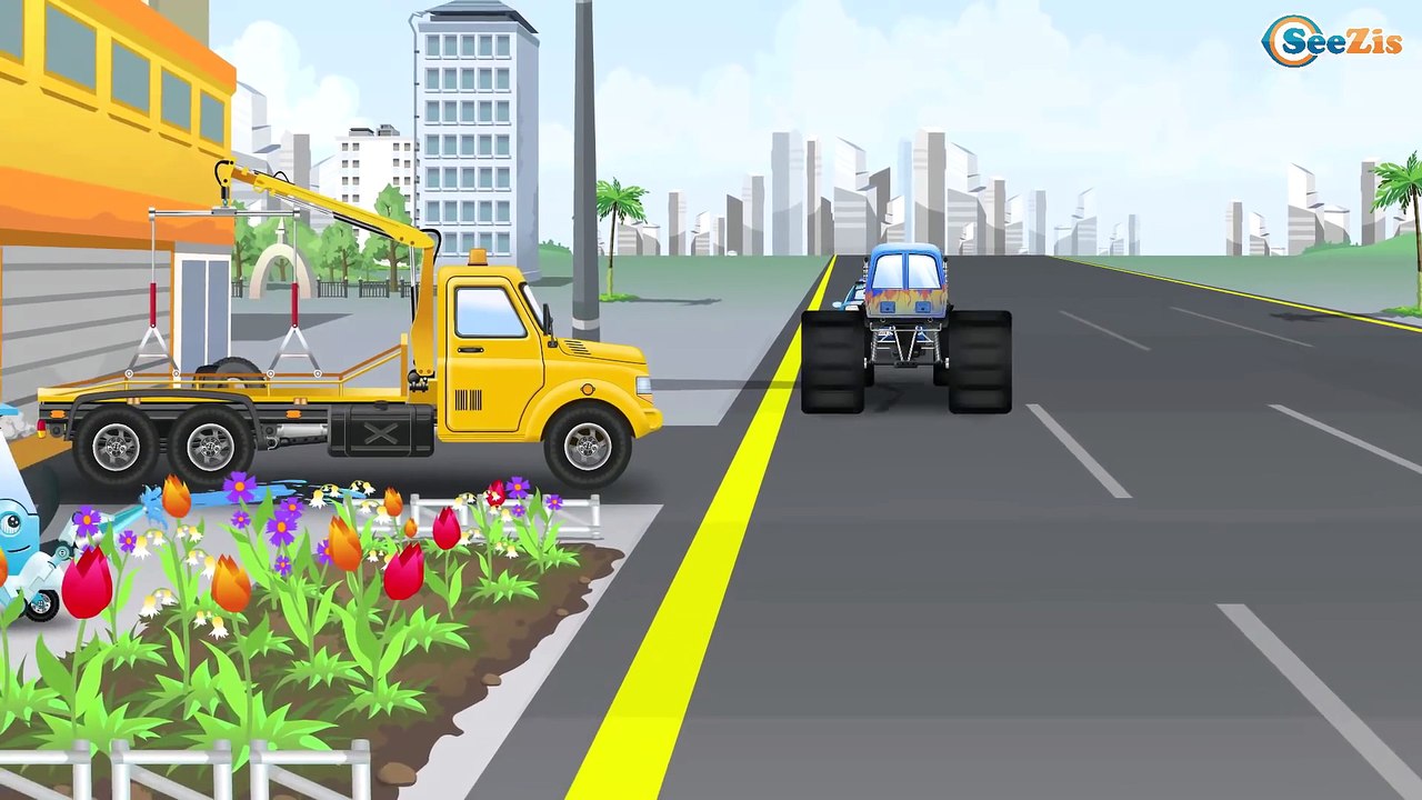 Monster Truck Chase | Monster Trucks Kids Car Cartoon Real Giant Trucks For Children