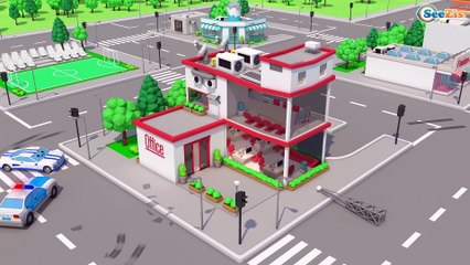 NEW The Fire Truck with Police Car Patrol Kids Vehicles Cartoon for children 3D Cars & Truck Stories