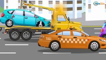 NEW Cartoon w Tow Truck & Police Car & Red Fire Truck Real Kids Video incl Emergency Cars