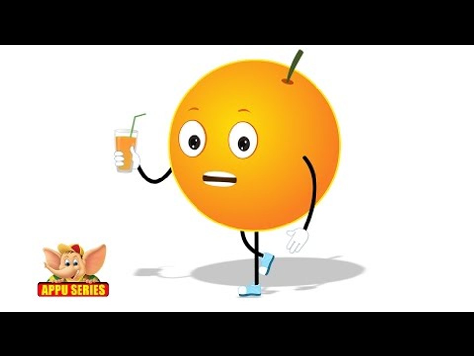 Orange Fruit Rhyme for Children, Orange Cartoon Fruits Song for Kids