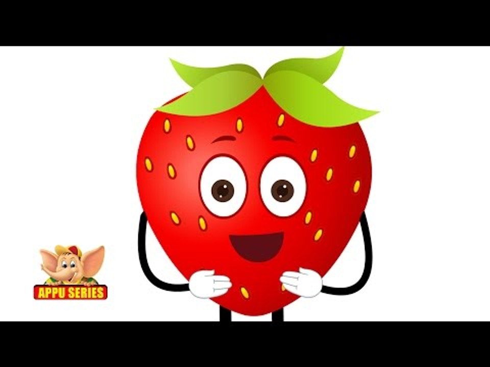 Strawberry Fruit Rhyme for Children, Strawberry Cartoon Fruits Song for Kids