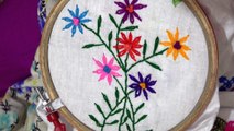 Hand Embroidery: Hand Stitch: Design of Lazy Daisy Stitch