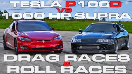 Tesla Model S P100D Ludicrous vs 1,000 HP Toyota Supra Turbo