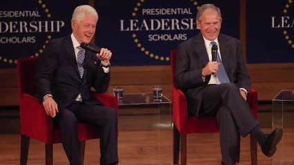 Former President Clinton Poses In Between Two Bushes, Literally