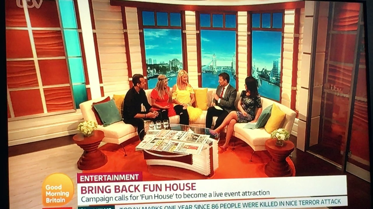 good morning Britain 2017 with fun house presenter pat sharp & twins Melanie & martina