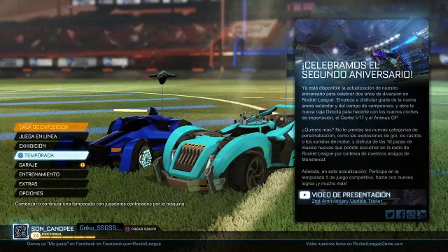 Roket ligue. Competitiva pantalla dividida