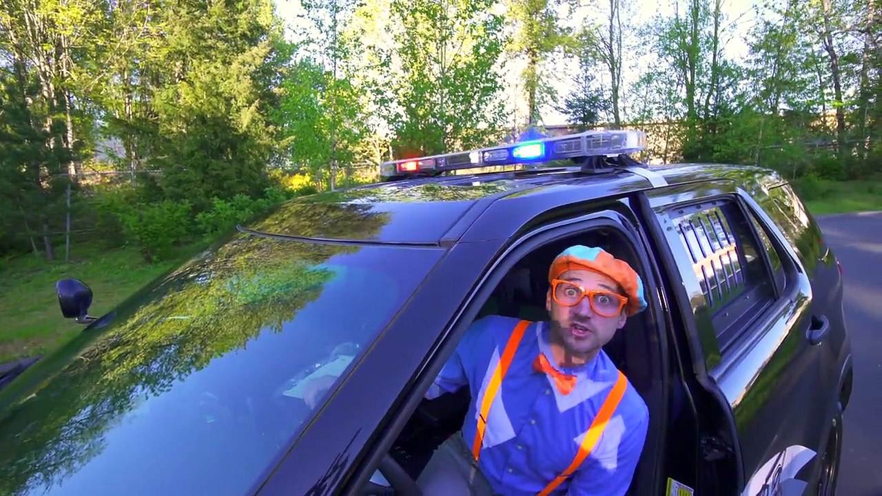 Blippi Police Car Tour | Songs for Kids of the Police Car Song - video