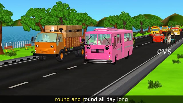 The Wheels on the Bus go round and round ( Vehicles ) -3D Animation Nursery Rhymes for Children