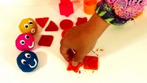 Learn SHAPES And COLORS With Play Doh Smiley Faces/Molds of Shapes/Preschool Learning for