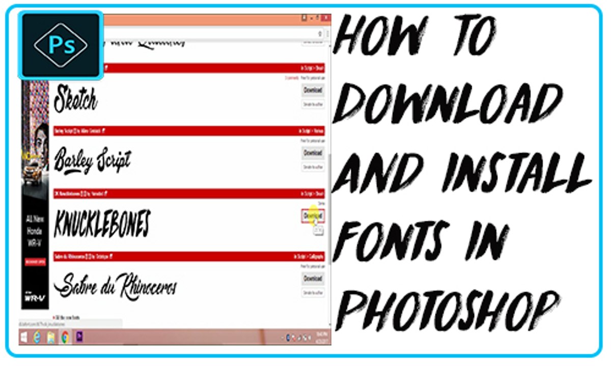 how to download and install fonts in Photoshop | Photoshop tutorials