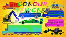 Colour Vehicles for Kids | Learn Basic Colors Red Blue Yellow Green White Black Orange