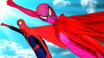 Spiderman & Pink Spidergirl Fly To The Moon! w/ Frozen Elsa Anna & Kristoff, Batman and Supergirl :)