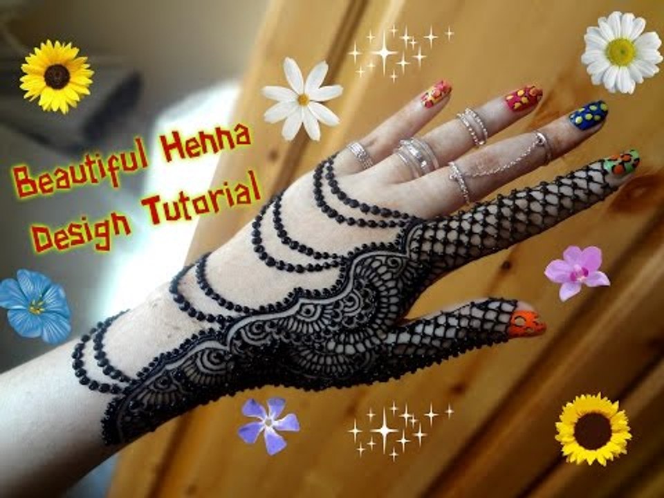 How to apply easy simple jewellery ornamental henna mehndi designs for hands tutorial eid 2017