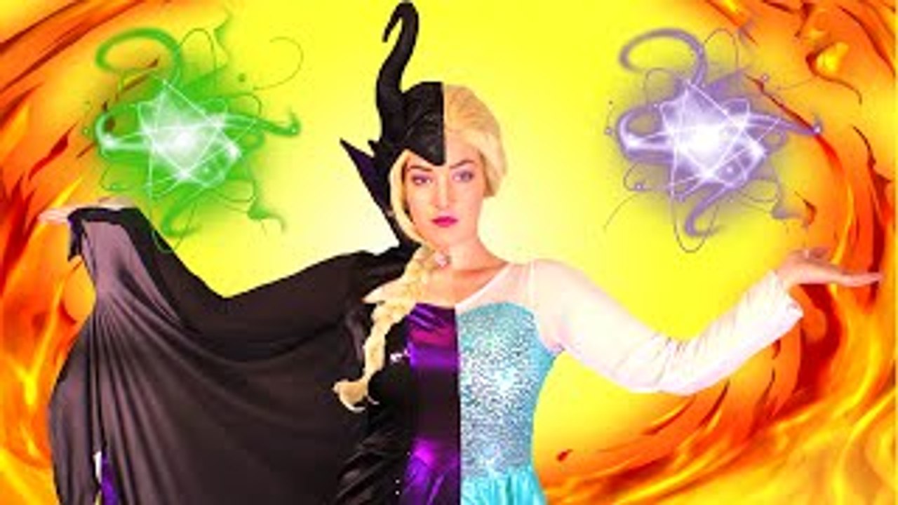 Frozen Elsa Turns Into Maleficent! w/ Spiderman, Joker, Little Joker Kid, Pink Spidergirl Bubble Gum