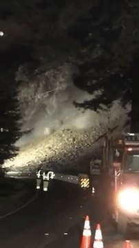 Caltrans Workers Run From Highway 101 Landslide
