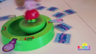 PEPPA PIG TUMBLE & SPIN GAME! Family Fun Game for Kids Egg Surprise Toys! Children Activities memory-bd