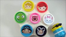 LEARN COLORS with Disney Tsum Tsums! Play doh Toy Surprise Cans, Disney ツムツム Toys-b4IAER