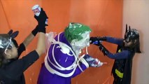 JOKER VS CATWOMAN VS BATGIRL Pie Face Challenge Superhero Kids in Real Life  IRL-4JdNGyo