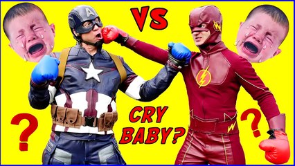 CAPTAIN AMERICA VS FLASH Who's The Cry Baby SUPERHEROES IN REAL LIFE Crying Babies Fight-Y