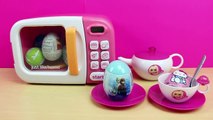 Set de desayuno y microondas de juguete con Huevos Sorpresa en español-XYLn
