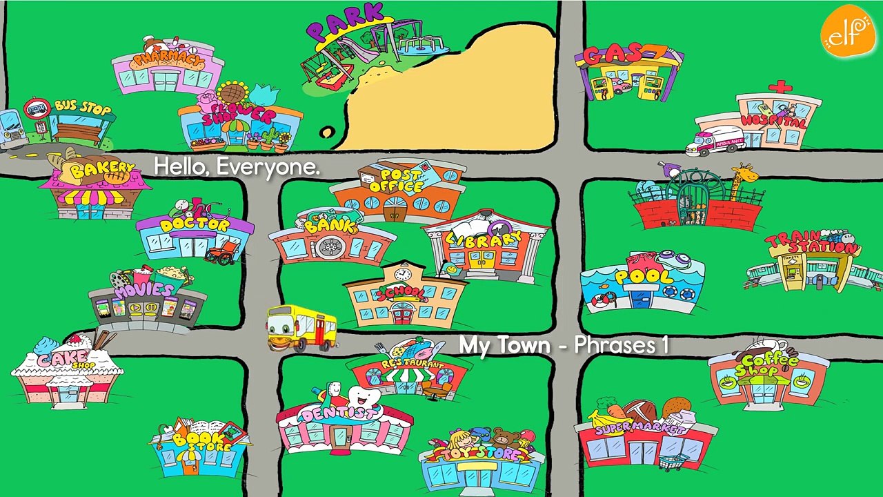 Town and City Vocabulary and Phrases for ESL and EFL Kids (#1) - Educational Videos For Kids-c7JXv