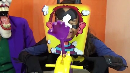JOKER VS CATWOMAN VS BATGIRL Pie Face Challenge Superhero Kids in Real Life  IRL-4J