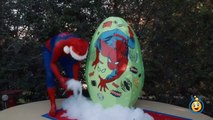 SPIDERMAN GIANT EGG SURPRISE TOYS for Kids w_ Spidey IRL Bubbles Gross Slime Christmas Toys Unboxing-8Zjug_Ah